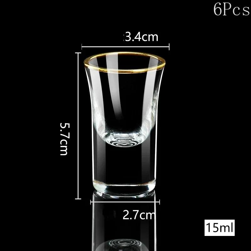 6Pcs Crystal Vodka Shot Glass 0.5oz Mini Size Gold Leaf Wine Glasses Spirits Japanese Sake Korean Soju Brandy Shot Cup 10-20ml