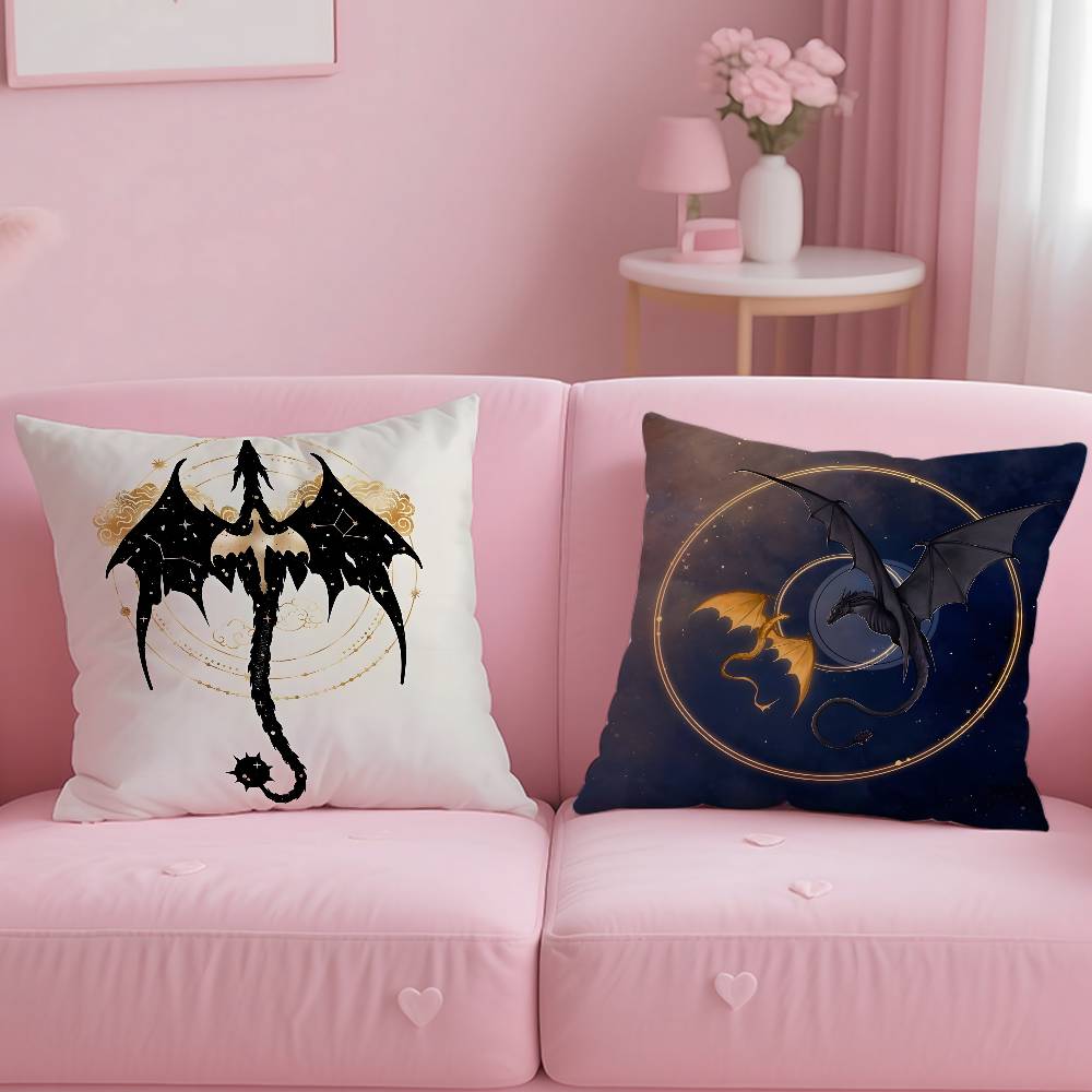 F-Fourth W-Wing Dragon Pillow Case Anti-Dustmite Pillowcase Invisible Zipper Silky Short Plush Sofa Cushion Cover