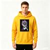 Men Anime Spiky Purple Hair Character Print Pullover Hoodie Casual Long Sleeve Streetwear Sweatshirt