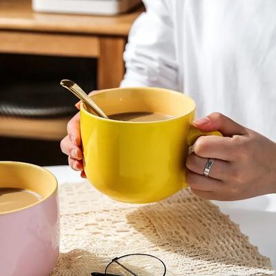Large Capacity Breakfast Cup Oatmeal Ceramic Mug Handgrip Cup for Milk Oatmeal Coffee Heat Resistant Office Home Drinkware Tools