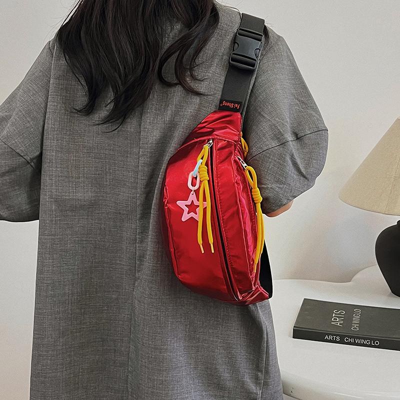 Prosta codzienna torba crossbody popularna torba na ramię popularna miękka wszechstronna monochromatyczna włóknina saszetki na biodra zamek błyskawiczny