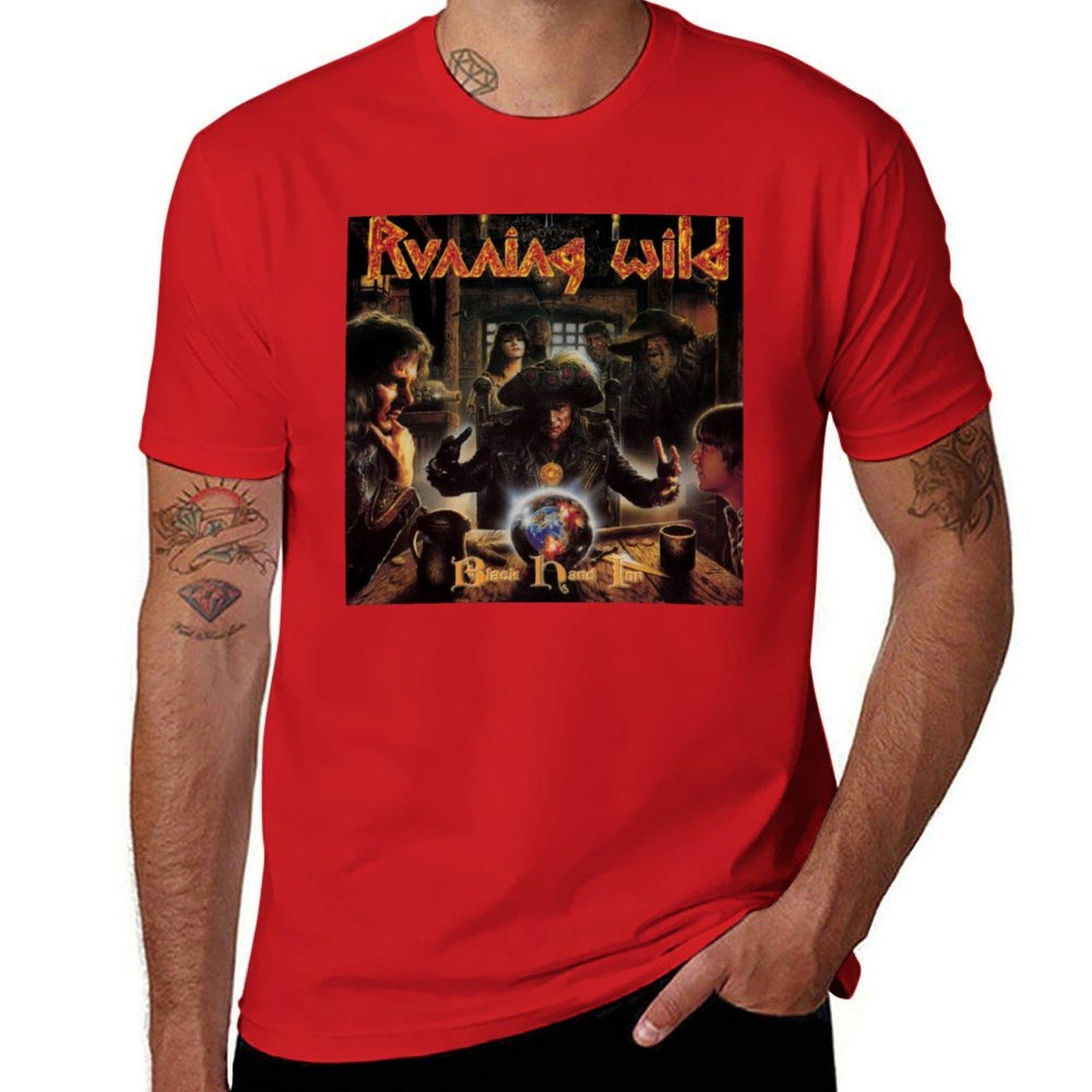Running Wild - Black Hand Inn album 1994 T-Shirt aesthetic clothes oversized mens vintage t shirts S