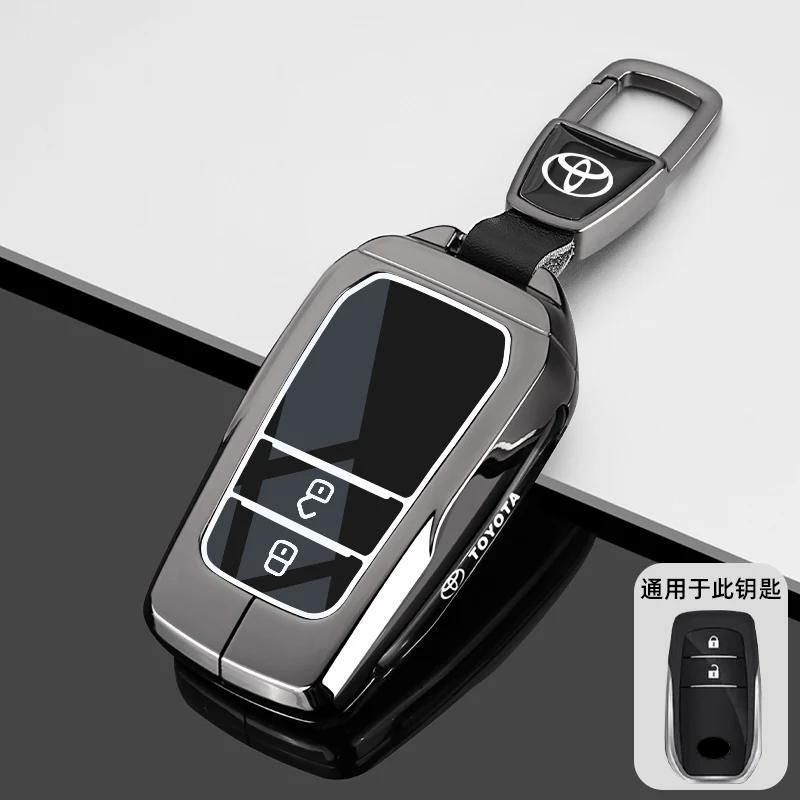 Zinc Alloy Leather Car Key Case Cover Shell for Toyota CHR Hilux Fortuner Land Cruiser 200 Camry Corolla Crown RAV4 Highland