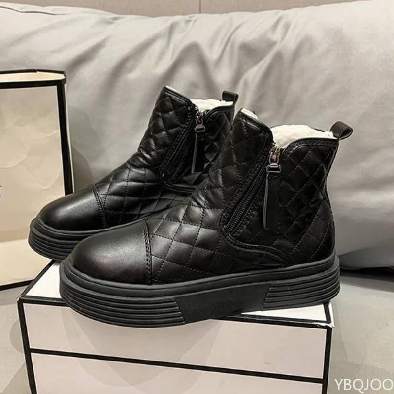 Fashion Women's winter new waterproof anti slip flat bottom short boots thickened warm simple comfortable women's snow boots