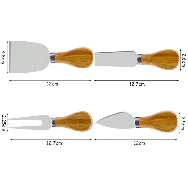4 Pcs Cheese Knives Set Stainless Steel Cheese Slicer Cutter with Wooden Handle Cheese Butter Spreader Set YY062 6