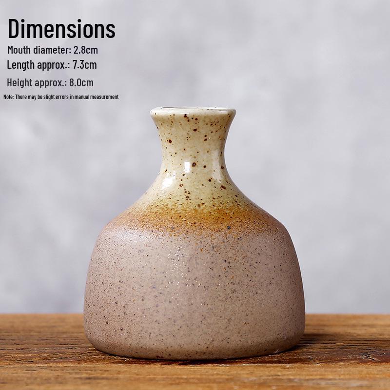 Zen Retro Ceramic Vase: Simple Antique Pottery for Dried Flowers, Small Table Ornament, or Hydroponic Plant Container for Living Room.