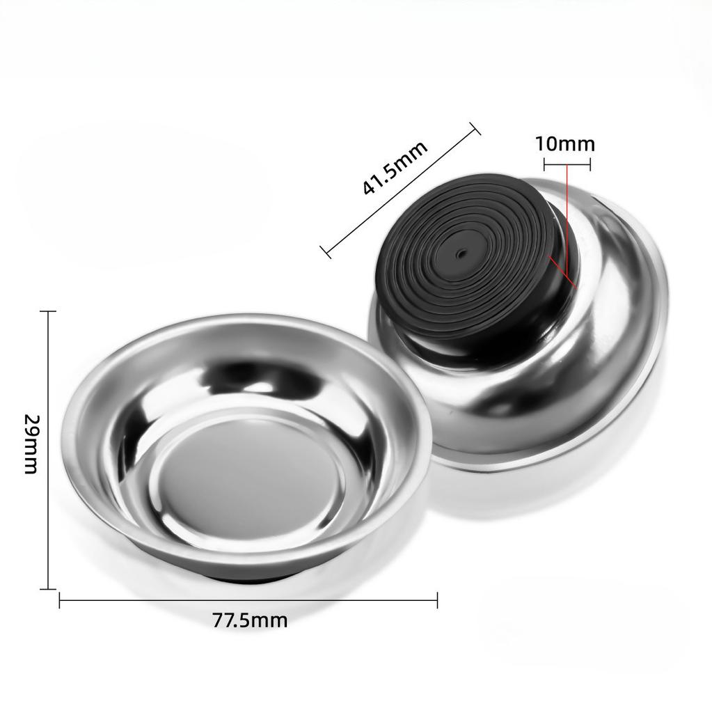 Circular Magnetic Tray Stainless Steel Parts Bowl Screw Storage Tool for Auto Repair with Strong Suction Pad Tools Organizer