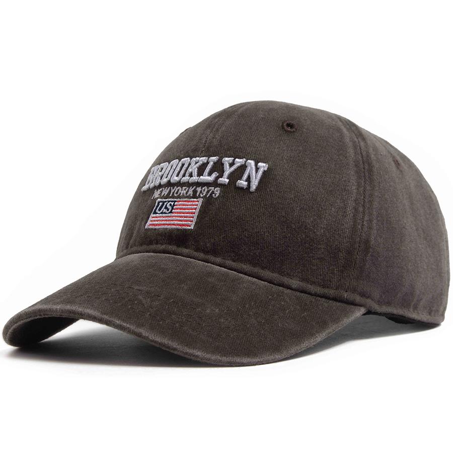 

Washed Soft Top Vintage Baseball Cap Brooklyn US Flag Embroidered Dad Hat Unisex Casual Sun Caps For Men Women Outdoor Sports Adjustable кавовий