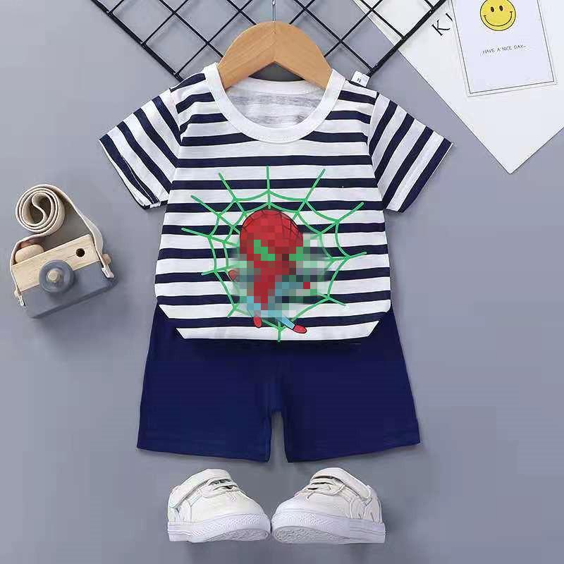 Baby Cartoon T Shirt Shorts Set With Cotton Fabric For Kids Ages 3 To 8
