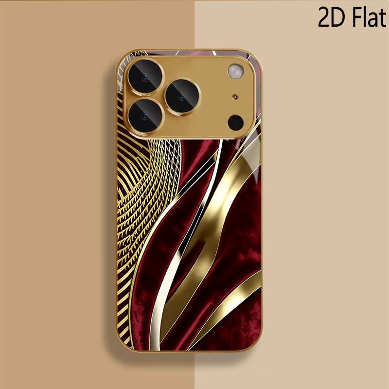 Golden Ticket Patterned tempered glass design for iPhone16 17 Pro Max 15 14 13 12 11 ProMax Phone Case Camera Cover Shockproof H