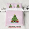 3-piece Christmas themed pink Christmas tree print (1 duvet cover+2 pillowcases, no core) comfortable bedding set