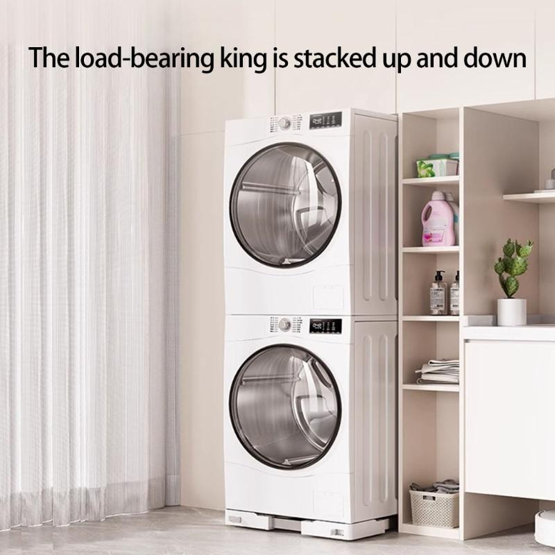 Adjustable Height Laundry Appliance Stand with Rubber Feet Washing Machine Base Holder for 45-70cm Washers Dryers