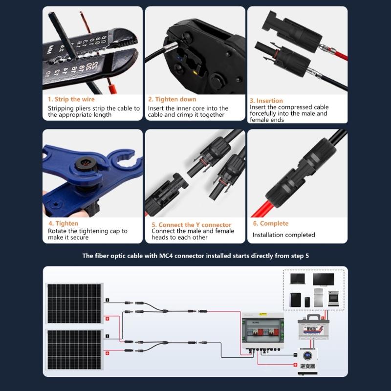 Solar Male Female Connector 30A Y Splitters Cable Y Branch Connector 1 To 2/3/4 Adapter for Solar Panel Part