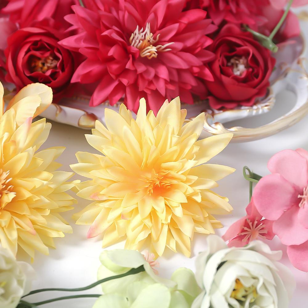 48Pcs Pink Silk Faux Daisy Rose Artificial Flower Heads for DIY Cake Wedding Decortion Party Home Room Garment Decor Fake Flower