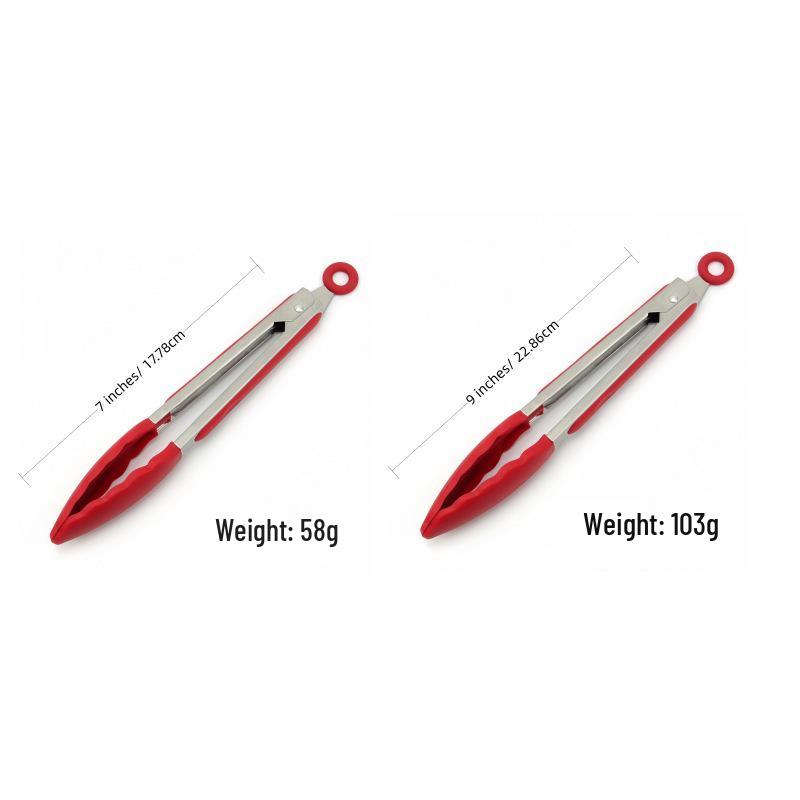 Silicone High-Temperature Stainless Steel Kitchen Tongs - Anti-Scald Bread, BBQ, Roasting Tongs