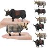 Simulated Animal Gray Brown Consumption Cow Model Ornament Set Desktop Ornament For Educational Play And Kids Collection