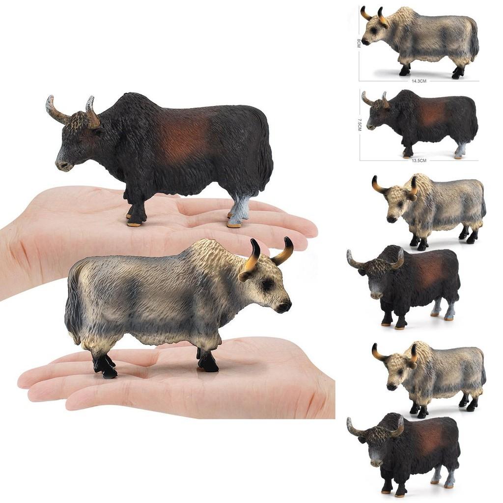 Simulated Animal Gray Brown Consumption Cow Model Ornament Set Desktop Ornament For Educational Play And Kids Collection