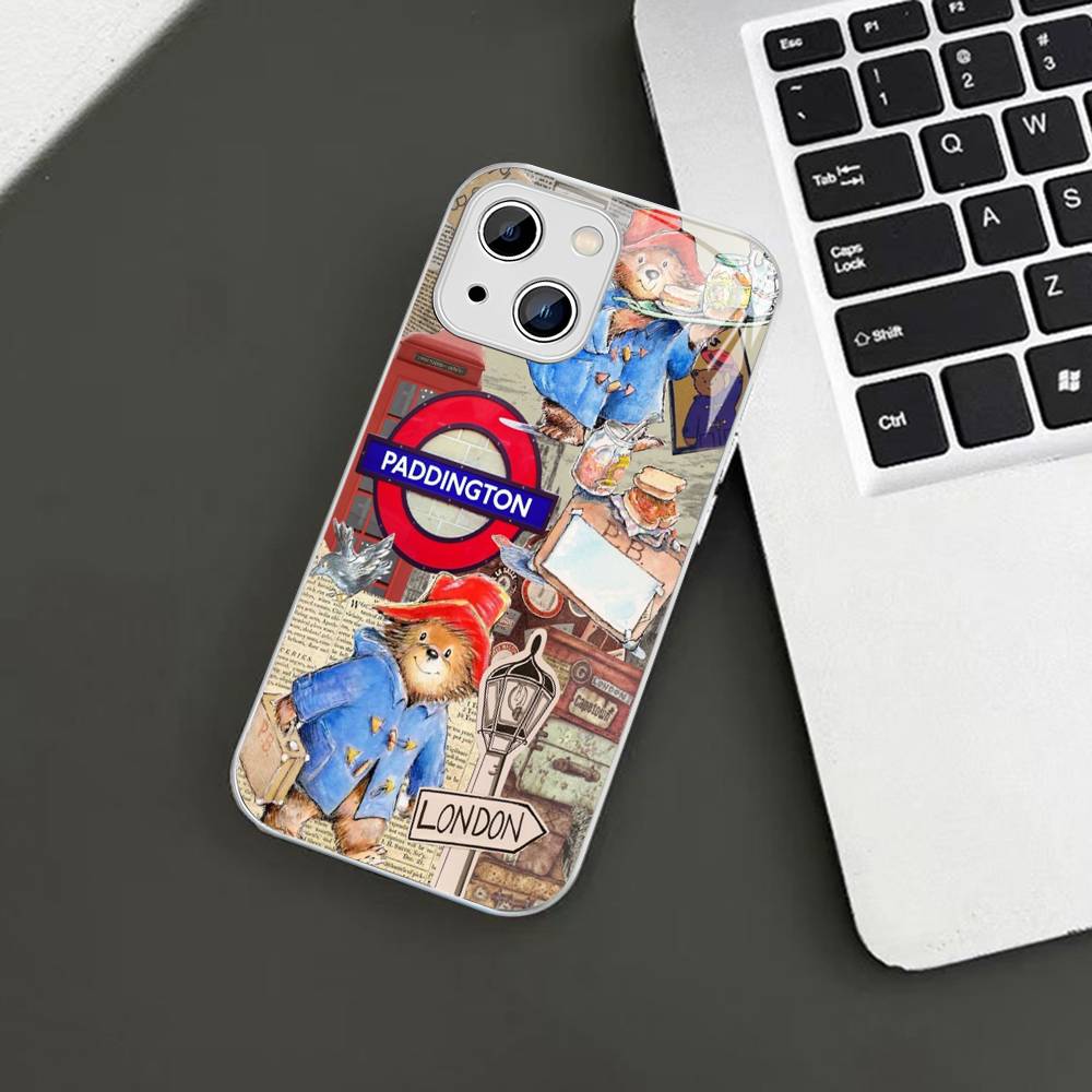 Cute P-Paddingtons Bear For IPhone 14 13 12 Mini 11 Pro XS Max X XR 14 Plus Tempered Glass Cover