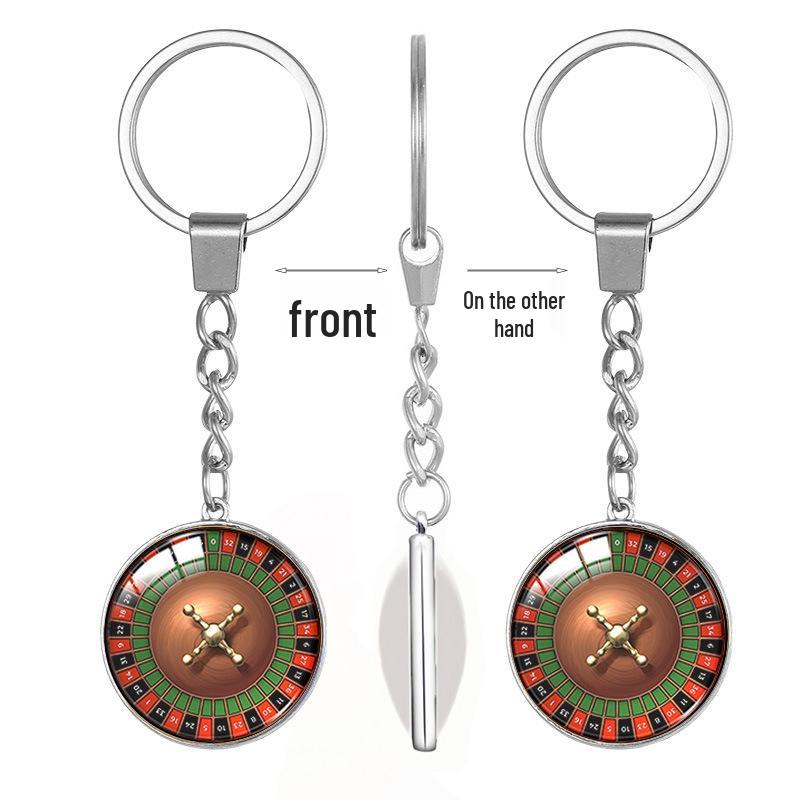 Roulette Wheel Time Gem Keychain Pendant
