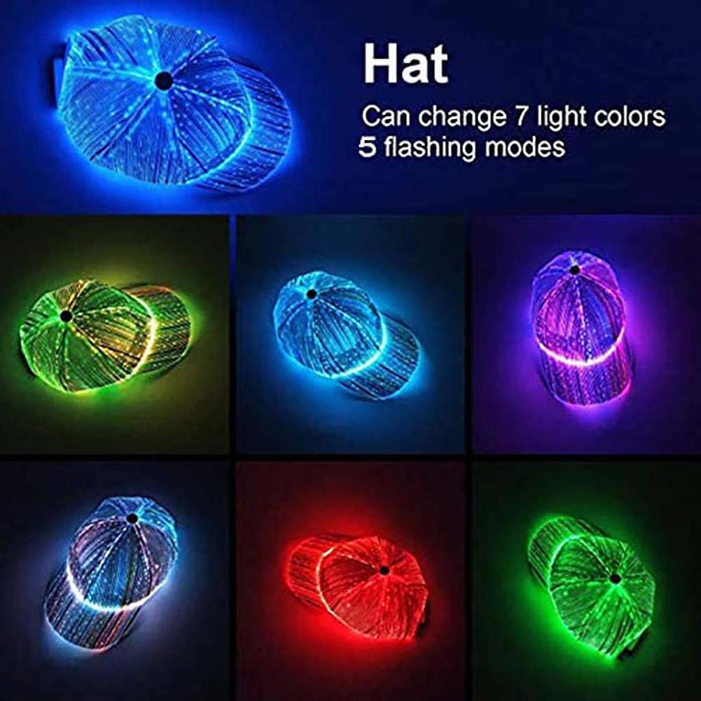 Men Women LED Couple Night Running Cool light-emitting Hats Explosive light-emitting Gift Hat Holiday Party Fiber Optic Caps