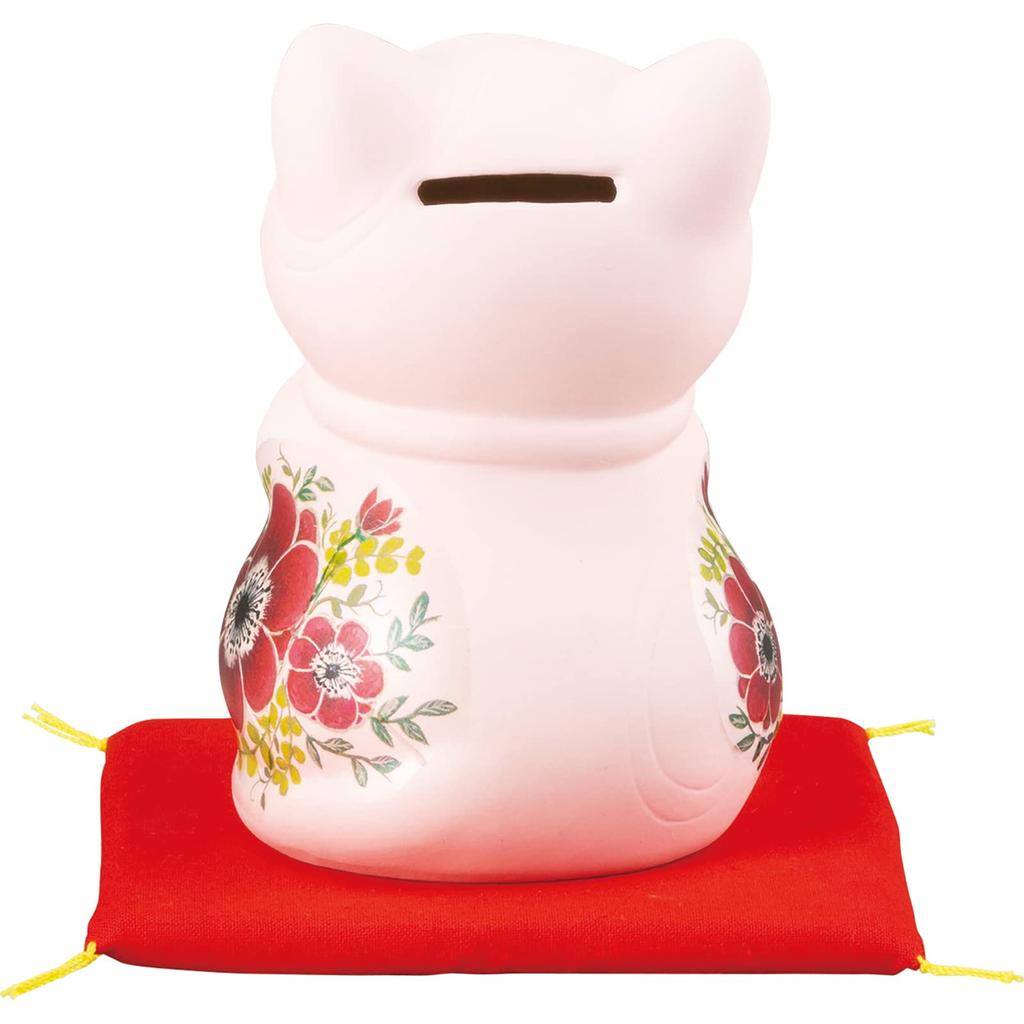 sun art Goods for Good Fortune Your Luck In Love and Happy Cat Piggy Bank Height Goods Cat Goods Cat Floral Pink Made In Japan "Improve Marriage,