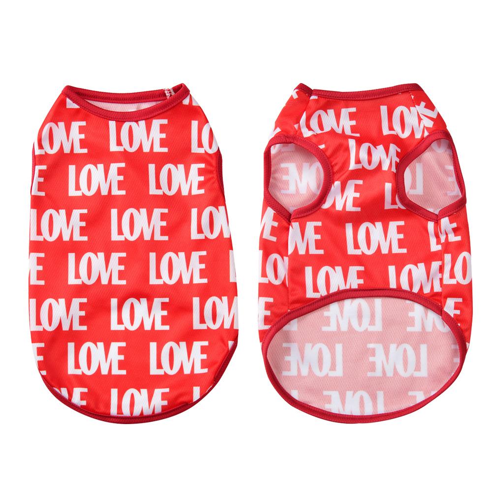 Soft Dog Clothes For Small Medium Dogs Cats Summer Breathable Love Print Puppy Vest T-shirt Schnauzer French Bulldog Pet Coat