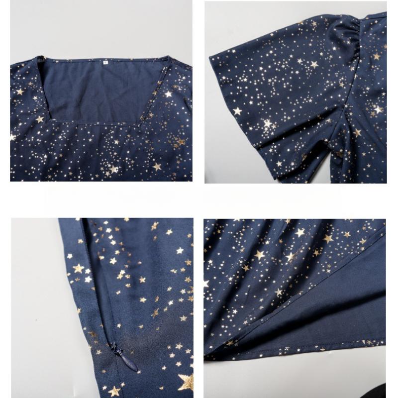 GMXIA Damskie Sukienki Casual Luźne Duże Rozmiary z Gorącym Złotym Nadrukiem Eleganckie Sukienki na Imprezę Koktajlową