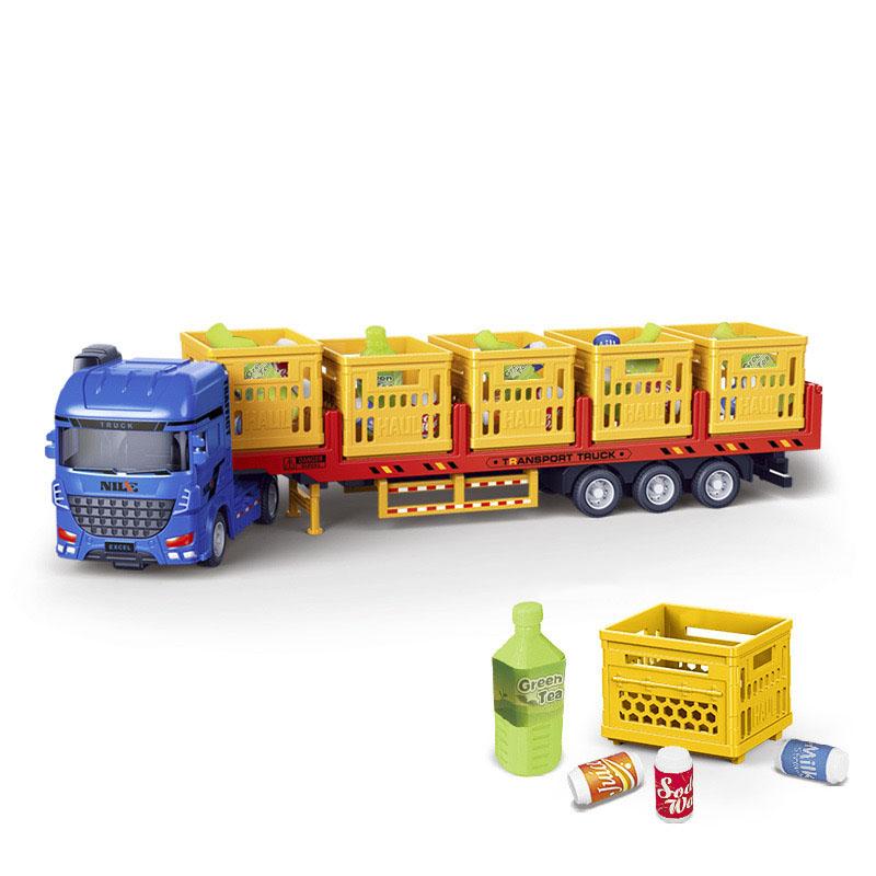Simulation alloy die-cast freight roadblock fruit and vegetable transport truck baby large car model toy children's gift