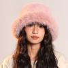 Warm Plush Bucket Hat Fluffy Hat Winter Cap Retro Artificial Fur Hat  Winter/Autumn
