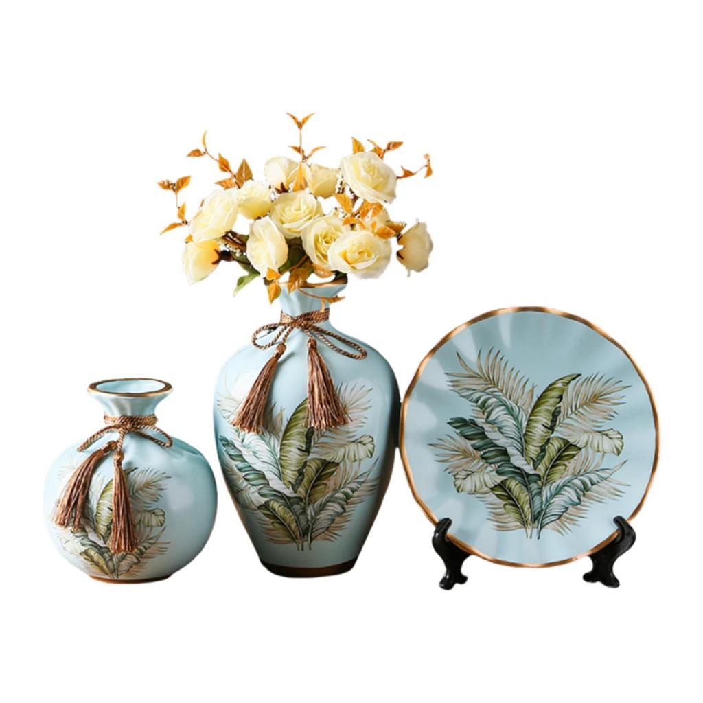 Zestaw ceramicznych wazonów na kwiaty Wszechstronne rękodzieło Dekoracyjne z okrągłą tacą na biurko Blat Dekoracja centralna Sypialnia Wystrój wiejski