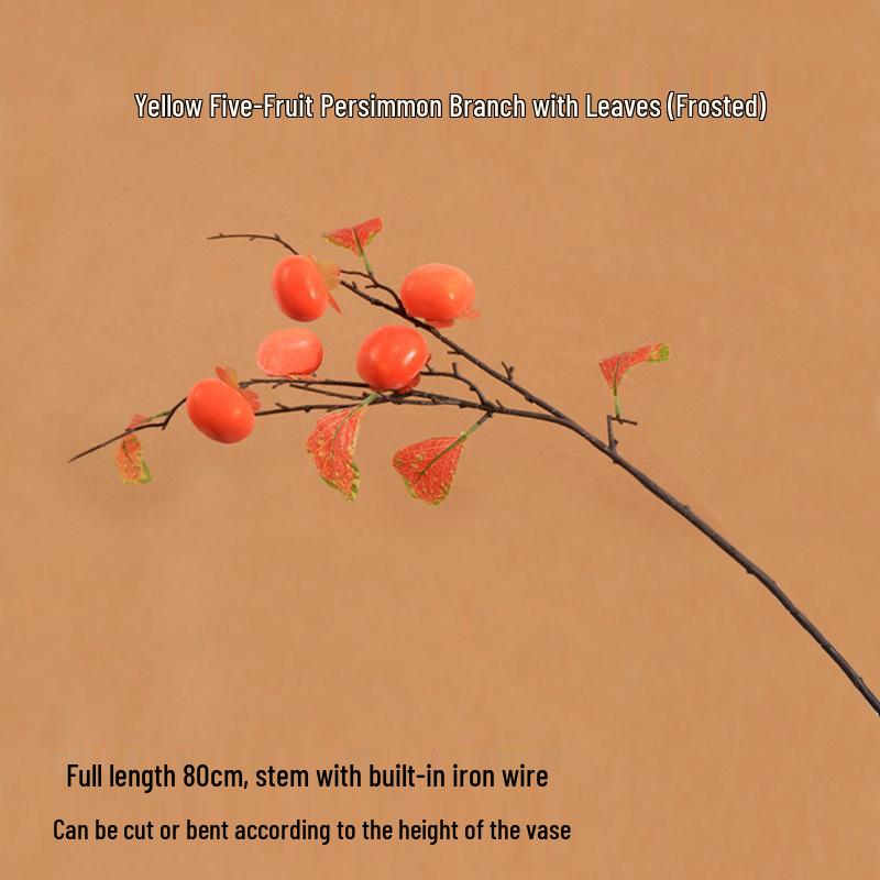Persimmon Ruyi Ornament: Artificial Persimmon Tree Branches for Home or Hotel Decoration