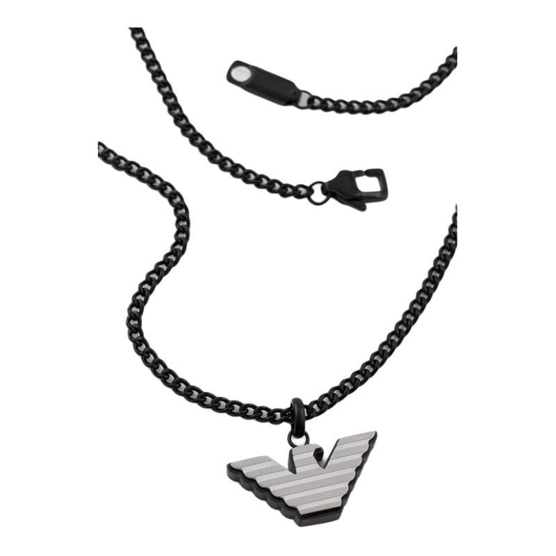 Emporio Armani personalized double-layer eagle logo hip-hop street style stainless steel necklace men's style EGS2994040