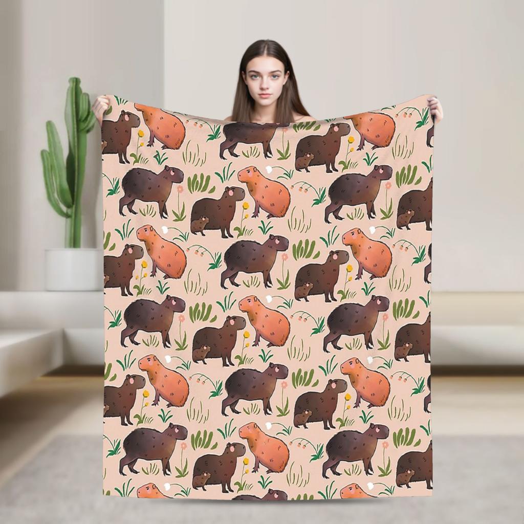 Cute Capybara Blankets Flannel Awesome Warm Throw Blanket for Coverlet Decoration