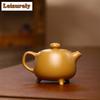 Chinese Yixing Authentic Tea Pot Handmade Purple Clay Tripods Teapot Raw Ore Section Mud Kettle Tea Ceremony Customized 171ml