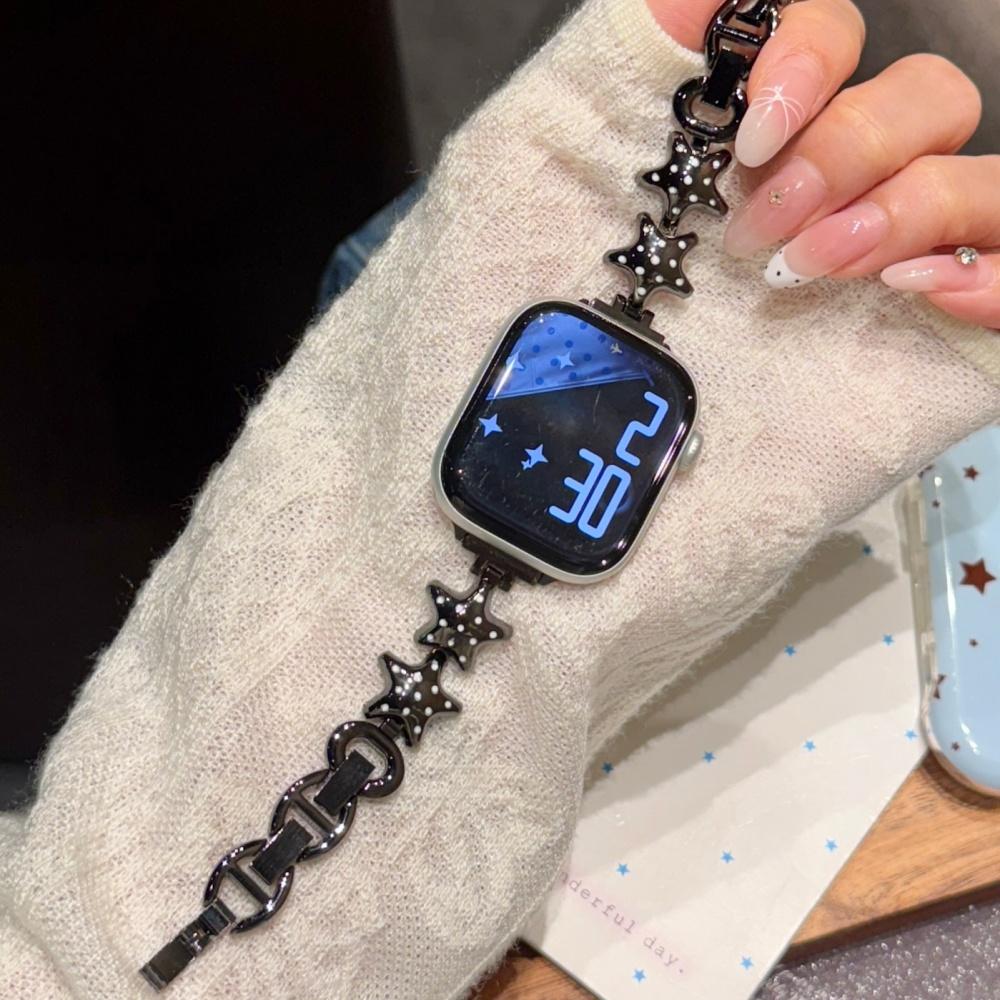 Cute Star Metal Chain Band for Apple Watch Series 1‑11 SE Ultra 38‑49mm Women Wrist Strap