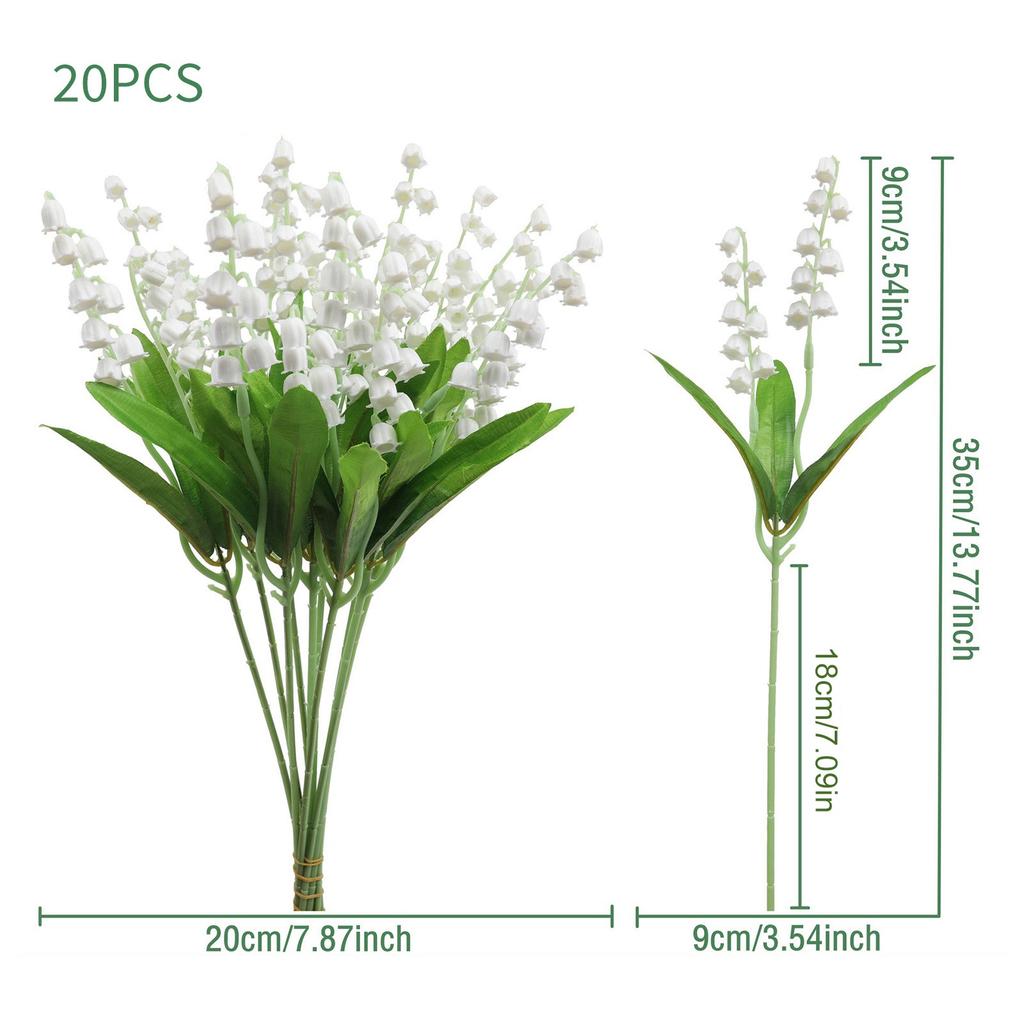 Artificial Lilies of The Valley Flowers White Simulation Fake Decorative Flower with Stems for Home