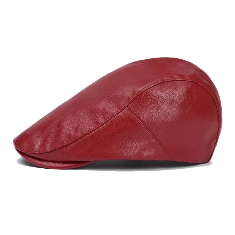 Leather Beret Men's Autumn Winter Warm British Peaked Cap Women's Forward Cap Painter Cap