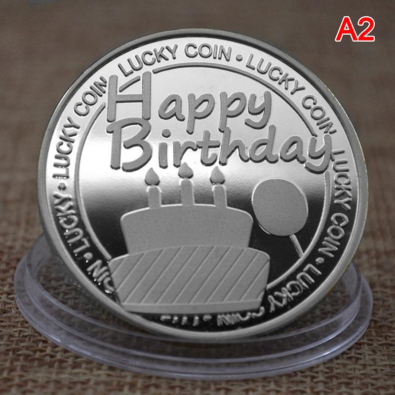 

Happy Birthday Lucky Coin Creative Gift Collectible Gold Plated Souvenir Coin срібний