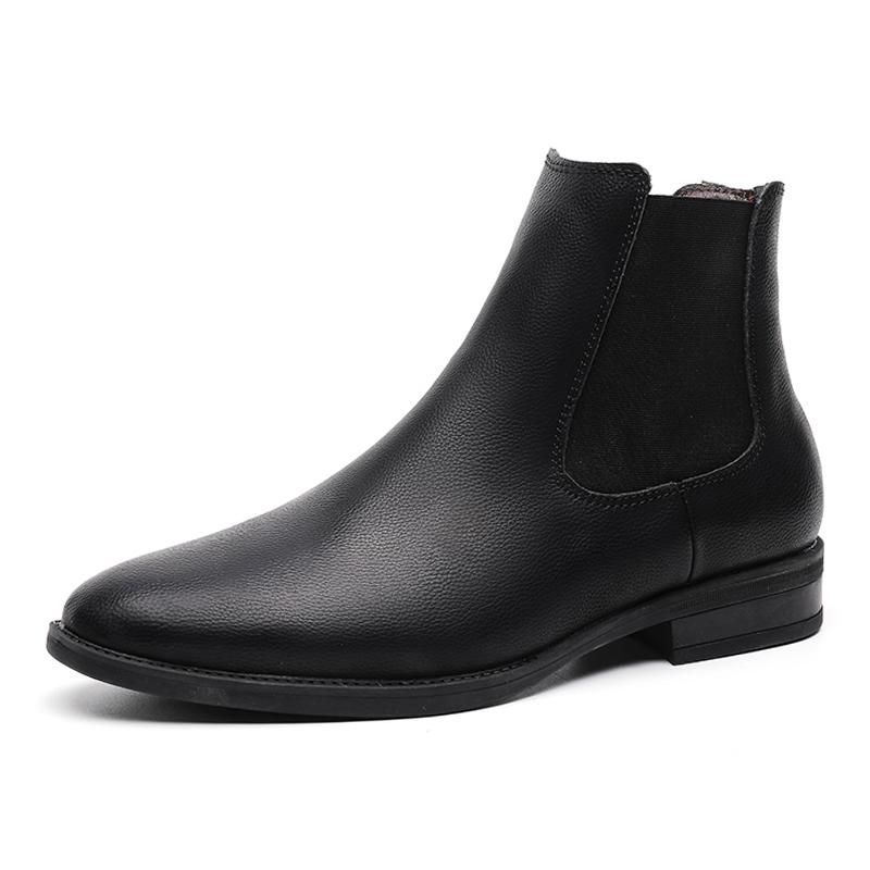 Men Chelsea Boots Genuine Leather High Top Ankle Shoes Pointed Toe Brand Retro Comfortable Big Size 47 48