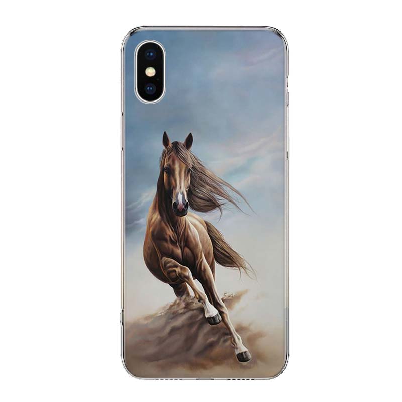 Horse Animal For iPhone 17 Air 16 15 14 Plus 13 Mini 12 11 Pro Max Phone Case 16E 7 Print 8 SE Fundas Cover Soft Coque 16 15 14