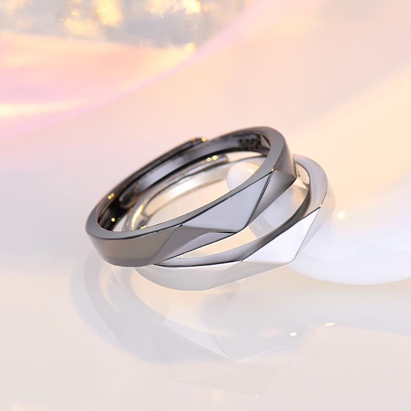 Stylish And Personalized Copper Geometric Rings Adjustable Opening Rings Couple