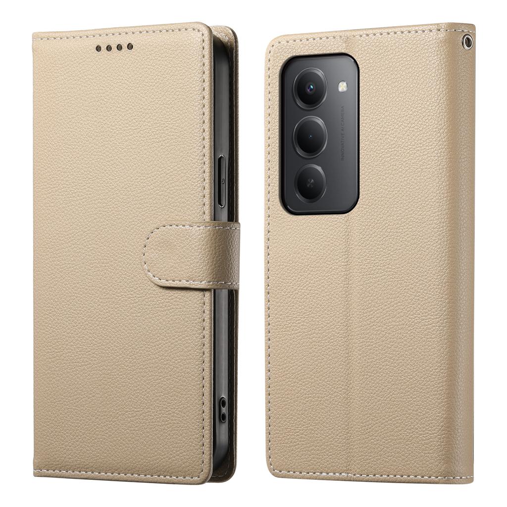 Für Xiaomi Redmi 15 5G (Global) (169mm) Hülle Magnetverschluss Litschi-Textur Leder Brieftasche Handyhülle mit Handschlaufe