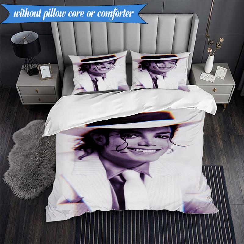 Metallic Hair Style Michael Muisc 3pcs K-pop Music Group Bedding set,Ideal for Bedroom, Dormitory,Including Duvet Cover And 2pcs Pillowcases,Fan Gift