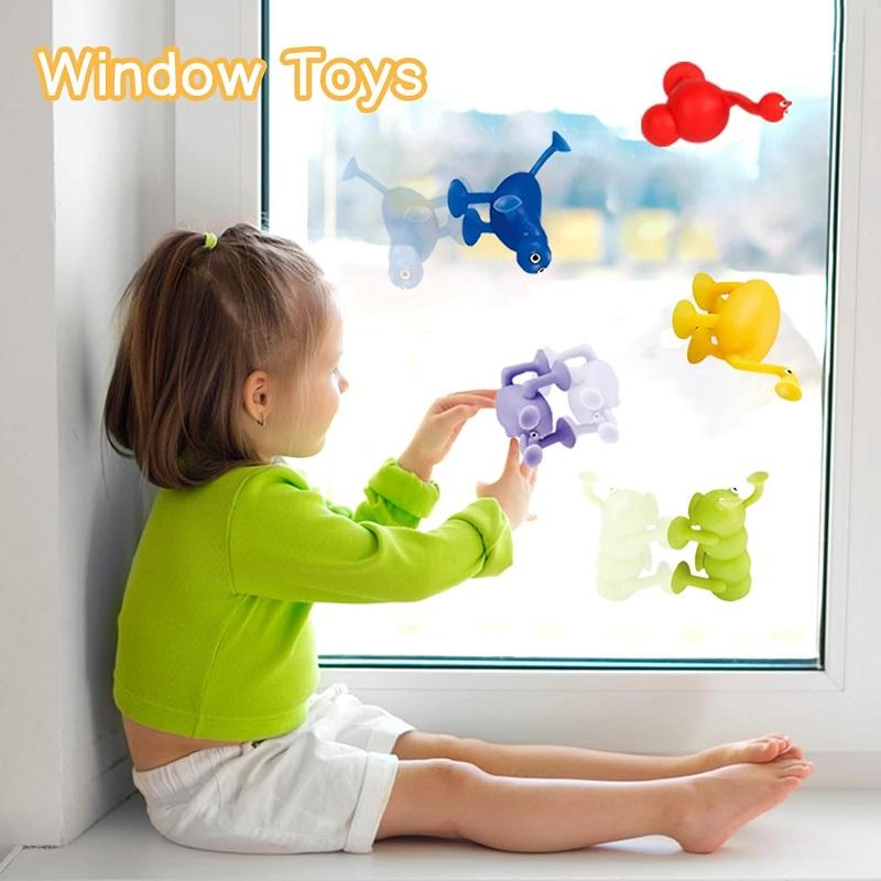 Toys Suction Cup Toy Soft Silicone Building Blocks Toy Sensory Suction Toy Bath Set for Parent Interactive Game Kids Children