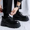 Men's thick soled leather shoes Classic minimalist British style suit Business Leisure Office High quality Derby Black lace up