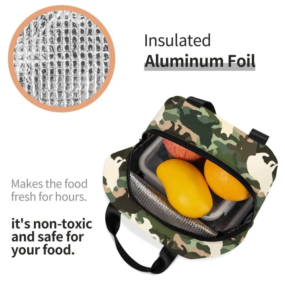 Cat Camouflage Insulated Lunch Bag for Women Office Cooler Thermal Food Box Tote Portable Lunch Boxes Container