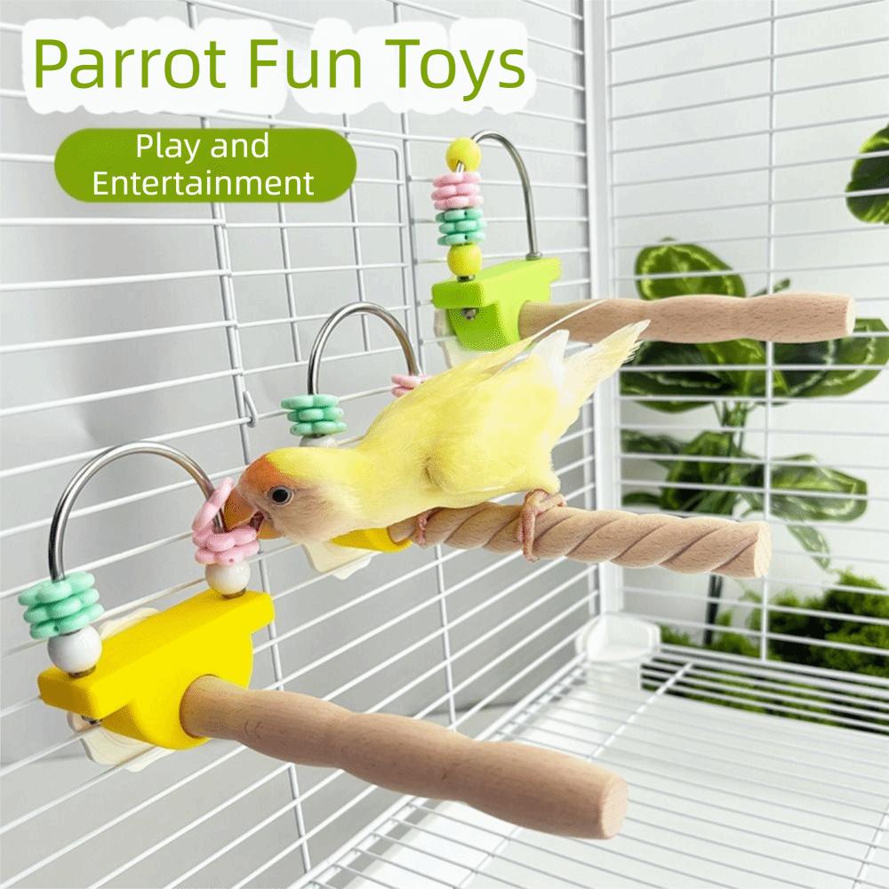Flower Chew Fun Bird Perch Stand Wear-resistant Easy Installation Parrot Standing Pole Non-slip Beak Nail Grinder