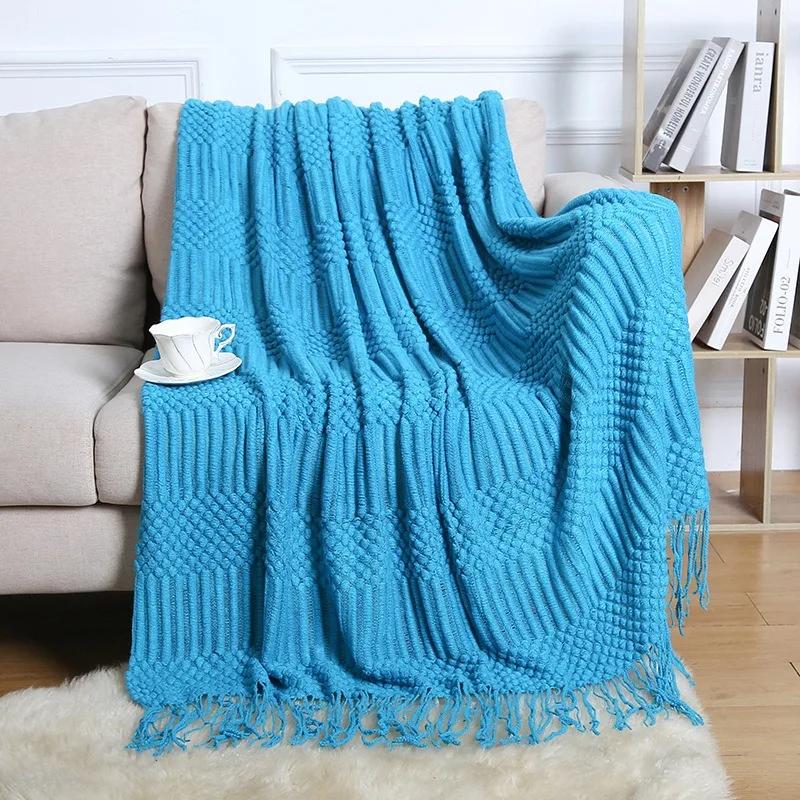 Sofa Blanket Tassel Air Conditioning Nap Blanket Hotel Bed Summer Bed Tail Blanket Manta Del Sofá Para La Pausa Para El Almuerzo