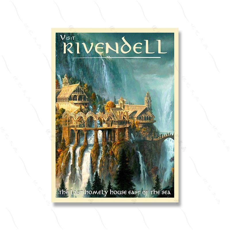 Movie Poster Wall Print Retro Travel Abstract Canvas Vintage Film Middle Earth Landscape Tolkien Painting Kid Room Home Decor