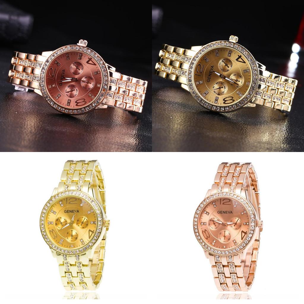 Rhinestone Three Women Eyes Steel Band Quartz Watch Decoratives Delicate Thin